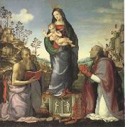 ALBERTINELLI  Mariotto The Virgin and Child Adored by Saints Jerome and Zenobius (mk05) oil painting reproduction